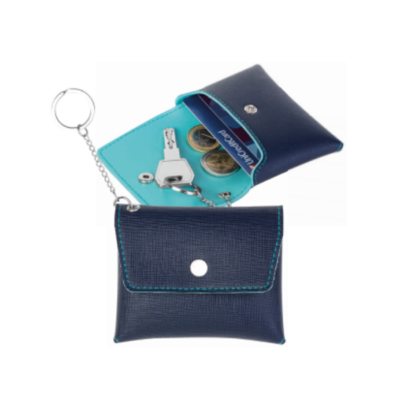 Portamonete bicolore in poliuretano con portachiavi incluso